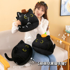 黑猫咪暖手抱枕毛绒玩具(有版权),亿天玩具厂 黑猫咪暖手抱枕毛绒玩具(有版权),亿天玩具厂