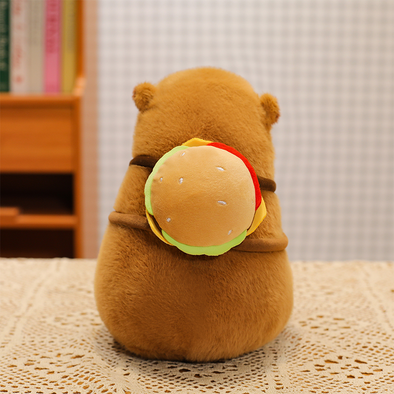 背漢堡水豚卡皮巴拉可愛玩偶禮物生日女生抓機(jī)兌換，米諾網(wǎng)供