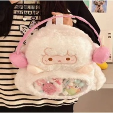 耳机款小羊可爱精品毛绒背包双肩包