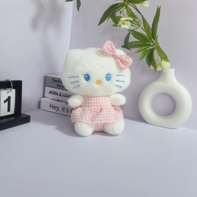 新款格子裙KT猫毛绒玩具可爱少女心玩偶公仔女孩生日礼物女孩娃娃，安诺玩具