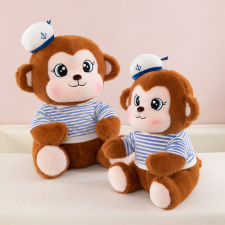 可爱卡通海军猴子毛绒玩具坐姿大猩猩安抚男孩睡觉搂抱布娃娃公仔,布繁星D39 可爱卡通海军猴子毛绒玩具坐姿大猩猩安抚男孩睡觉搂抱布娃娃公仔,布繁星D39