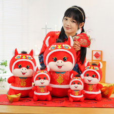 唐装舞狮小马公仔毛绒玩具2026马年吉祥物玩偶生肖马摆件厂家直销