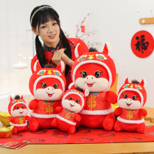 唐装舞狮小马公仔毛绒玩具2026马年吉祥物玩偶生肖马摆件厂家直销