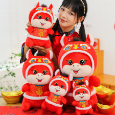 唐装舞狮小马公仔毛绒玩具2026马年吉祥物玩偶生肖马摆件厂家直销