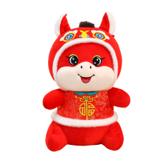 唐装舞狮小马公仔毛绒玩具2026马年吉祥物玩偶生肖马摆件厂家直销