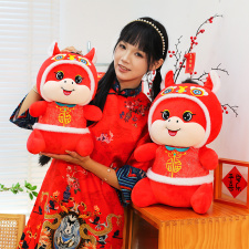 唐装舞狮小马公仔毛绒玩具2026马年吉祥物玩偶生肖马摆件厂家直销