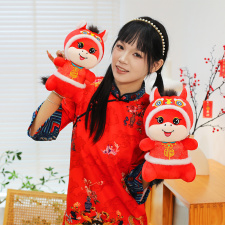 唐装舞狮小马公仔毛绒玩具2026马年吉祥物玩偶生肖马摆件厂家直销