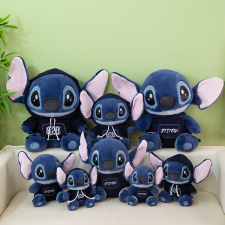 新款爆款卫衣背带裤史迪仔毛绒玩具公仔卡通抱枕布娃娃儿童玩