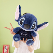 新款爆款卫衣背带裤史迪仔毛绒玩具公仔卡通抱枕布娃娃儿童玩