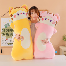 新款瞌睡猫毛绒玩具布娃娃圆柱抱枕床上睡觉夹腿玩偶儿童生日礼物