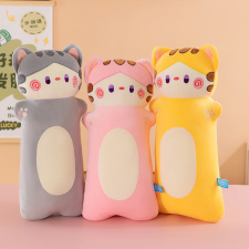 新款瞌睡猫毛绒玩具布娃娃圆柱抱枕床上睡觉夹腿玩偶儿童生日礼物