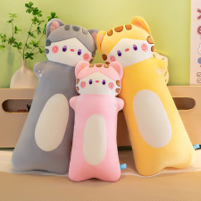 新款瞌睡猫毛绒玩具布娃娃圆柱抱枕床上睡觉夹腿玩偶儿童生日礼物