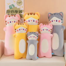 新款瞌睡猫毛绒玩具布娃娃圆柱抱枕床上睡觉夹腿玩偶儿童生日礼物