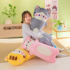 新款瞌睡猫毛绒玩具布娃娃圆柱抱枕床上睡觉夹腿玩偶儿童生日礼物