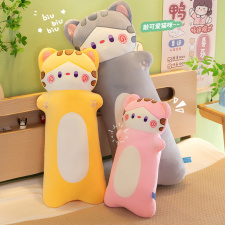 新款瞌睡猫毛绒玩具布娃娃圆柱抱枕床上睡觉夹腿玩偶儿童生日礼物