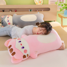 新款瞌睡猫毛绒玩具布娃娃圆柱抱枕床上睡觉夹腿玩偶儿童生日礼物