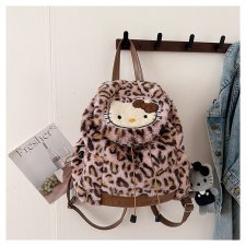 KT猫毛绒双肩包豹纹PU双肩包,小萝莉网供 KT猫毛绒双肩包豹纹PU双肩包,小萝莉网供