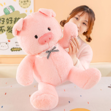 粉色蝴蝶结趴趴猪毛绒玩具抱枕坐款小猪安抚玩偶儿童生日礼物女生