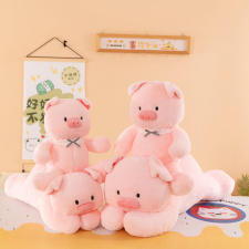 粉色蝴蝶结趴趴猪毛绒玩具抱枕坐款小猪安抚玩偶儿童生日礼物女生