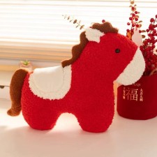 马年吉祥物生肖马公仔新年氛围装饰客厅沙发抱枕车载摆件