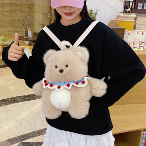 可爱奶茶熊双肩包公仔玩具背包书包，山川网供