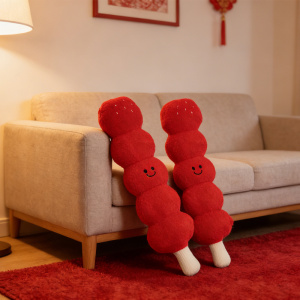 卡通创意糖葫芦长条大抱枕毛绒玩具靠垫家具装饰品床上睡觉抱枕，无脸猫网供